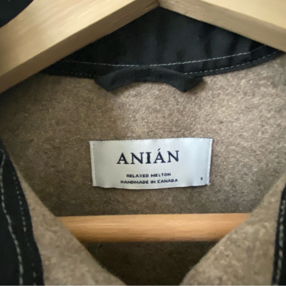 NWT Anian Tan Wool Button-Up Shirt - Picture 9 of 10